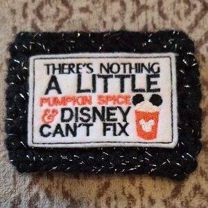 Disney Mickey Pumpkin Spice Black, Silver and White Crochet Cup Koozie